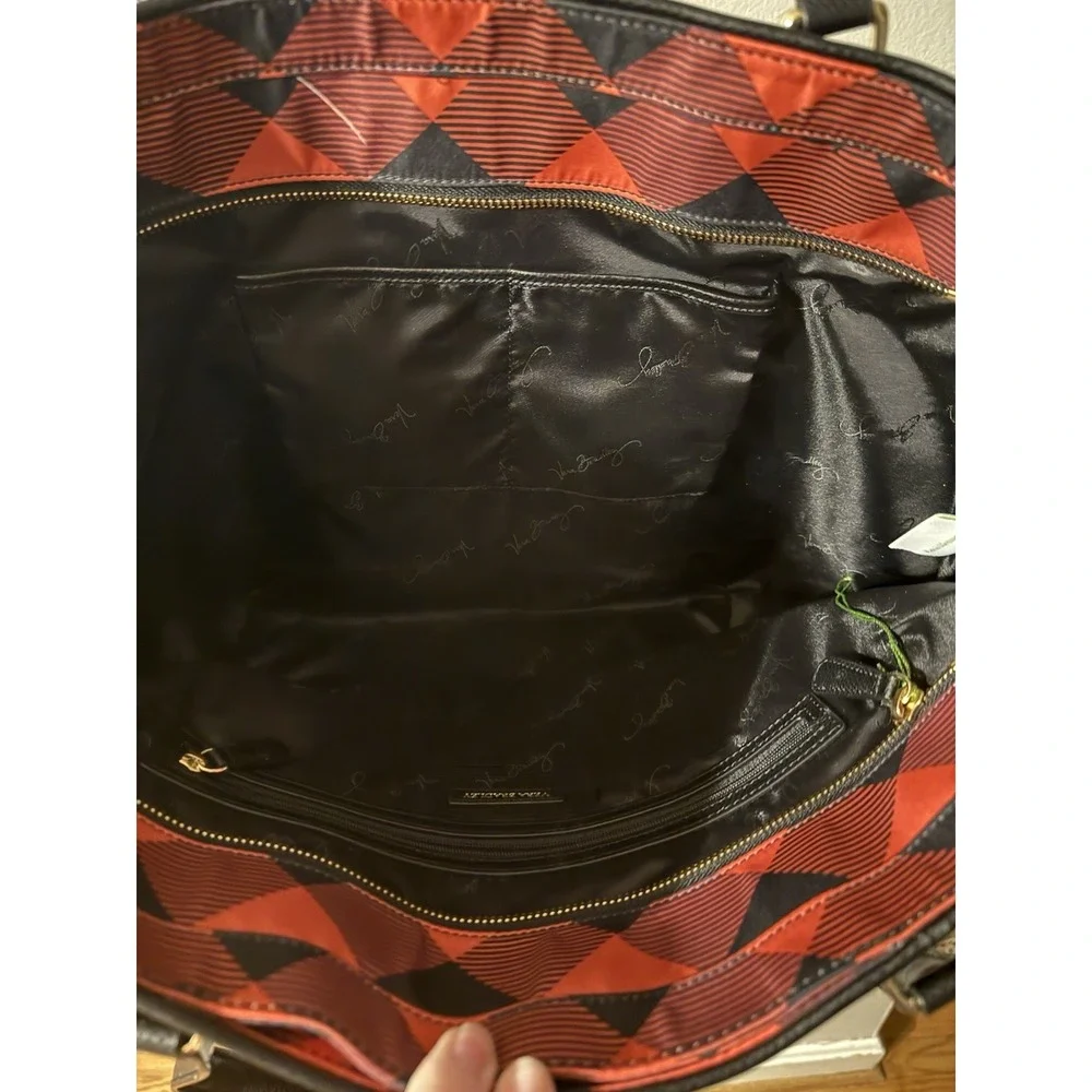 Vera Bradley Large Zip ELLA Tote BUFFALO PLAID Burnt Orange Black Red Purse $168